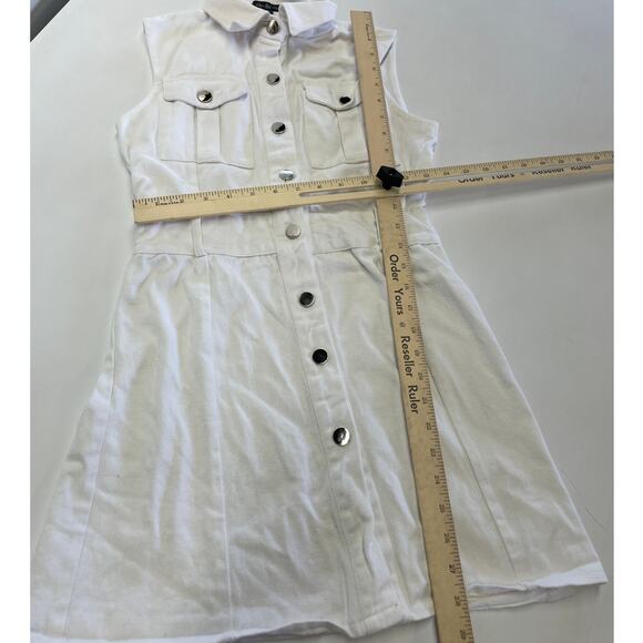 Area Stars Dress Womens Small White Denim Shirt Collared Snap Button Mini - Picture 10 of 13